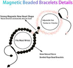 Magnetic Couple Bracelet Set Friendship Couple Long Distance Matching Bracelet Natural Turquoise Beaded Bracelet Women Men for Graduation Valentine's Day Daily Gifts