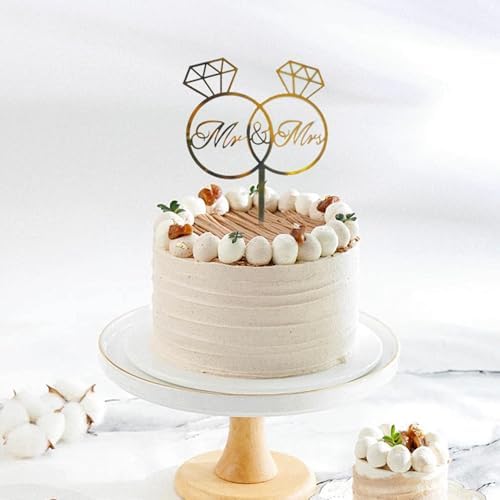 8 Pcs Mr and Mrs Cake Topper, Gold Acrylic Wedding Cake Toppers, Personalized Wedding Cake for Weddings, Engagement, Anniversary，Bridal Shower Cake Decoration