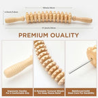 Wooden Cellulite Massage Roller for Legs and Thighs - Handheld Fascia Blaster Tool for Muscle Relief, Lymphatic Drainage & Body Sculpting - Anti Cellulite Massager for Women and Men (12 Wheel)