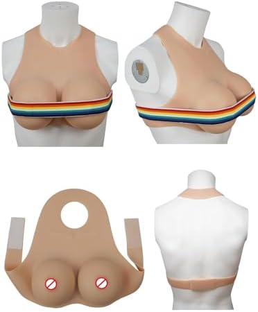 Silicone Breasts Forms, Silicone Fake Breastplate B-G CUP Silicone Filled Fake Boobs for Crossdressers Drag Queen