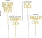 Gyufise 24Pcs Happy 55th Cupcake Toppers Glitter Fifty-five Straight Outta 1970 Cupcake Picks Cheers to 55 Years Birthday Cake Decorations for Happy 55th Birthday Anniversary Party Supplies Gold