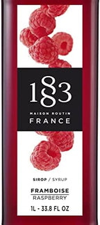 1883 Raspberry Syrup for Drinks, Made in France, 1 Liter Plastic Bottle