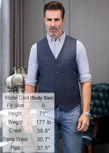 Ceehuteey Mens Suit Vest Waistcoat Tweed Retro V Neck Wool Herringbone for Prom