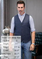 Ceehuteey Mens Suit Vest Waistcoat Tweed Retro V Neck Wool Herringbone for Prom