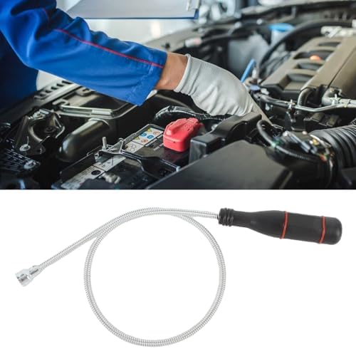 Acouto Flexible Magnetic Pickup Tool Magnetic Retrieval Tool Bendable Magnetic Grabber with 13mm Round Head 490mm Stainless Steel Shaft for Hard to Reach Items in Tight Spaces