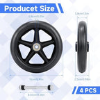 4 Pack 6" Solid Front Caster Wheels for Walkers, Heavy-Duty Office Wheelchair Front Wheel– Heavy Duty PU Replacement Wheels, Smooth & Quiet Roll, Non-Slip Durable Tires, Easy Install.