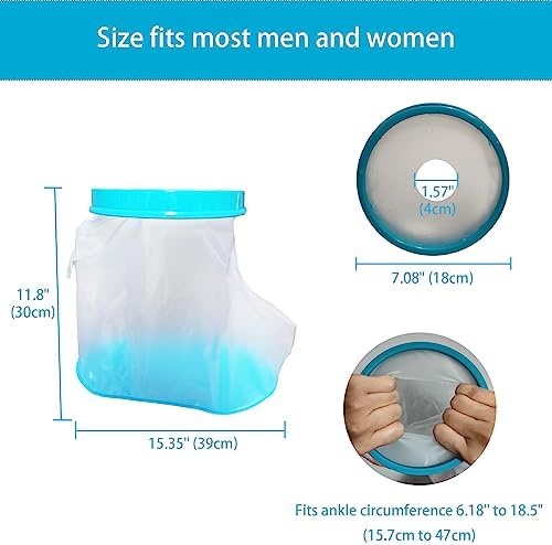 Tideshake Non‑Slip Waterproof Foot Cast Cover for Showering, Reusable Adult Foot Cast Protector, Cast Covers for Shower Foot & Ankle, Watertight Cast Bag for Surgery, Burns, Wounds & After Surgery Recovery
