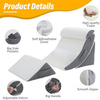 Wedge Pillow Set for After Surgery – 4PCS Orthopedic Bed Wedge Pillows for Sleeping – Adjustable Memory Foam Triangle Support for Back Pain Relief, Acid Reflux & Recovery (Grey)