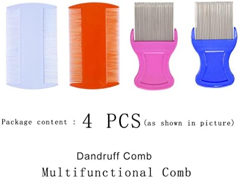zYoung 4 Pcs Head Hair Comb Including 2 Pieces Hair Comb Double Sided 2 Pieces Removal Dandruff Comb with Metal Teeth