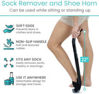 Vive Sock Remover Device for Seniors - Sock Aid and Shoe Horn for Compression Socks, Hosiery and Stockings - Sock Assist for Elderly, Men, Women - No Bending Daily Assistance Device