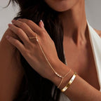 My Queen Bracelets for Women 14K Gold/Silver Plated Dainty Stackable Hand Chain Bracelet Trendy Ring Chain Bangle Cuff Bracelets Adjustable Body Jewelry Set Gifts