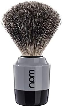 NOM Marten shaving brush | Pure Badger Shave Brush for Shaving soaps and creams | exfoliating shaving brush | Grey handle