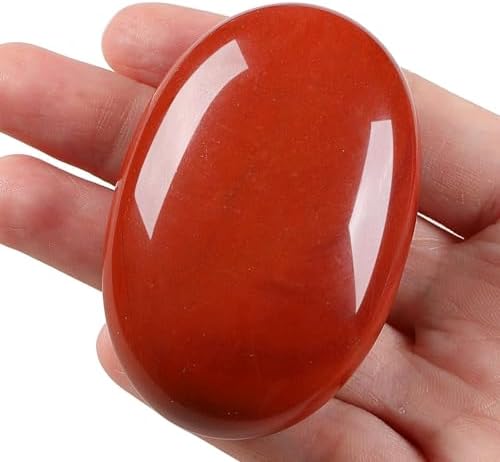 LAIDANLA Red Jasper 2.4" Large Palm Stone Healing Crystals Natural Gemstones Calming Effects Energy Balancing Reiki Polished Worry Stone Cleansing Protection Anxiety Stress Relief Therapy 1PC