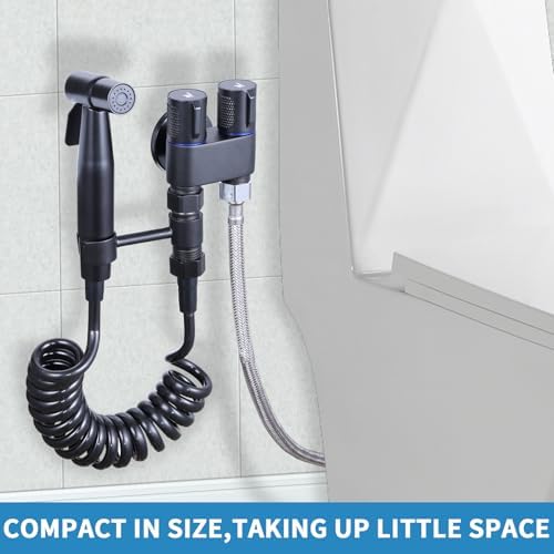 Handheld Toilet Bidet Sprayer for Toilet, Muslim Shower Bidet Toilet Hose Sprayer Kit, Jet Spray Bidet Attachment Connected to Faucet for Cloth Diaper Care and Feminine Wash (Black)
