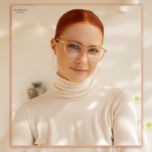 Madison Avenue Vintage TR90 Progressive Multifocus Reading Glasses for Women, Blue Light Multifocal Computer Readers