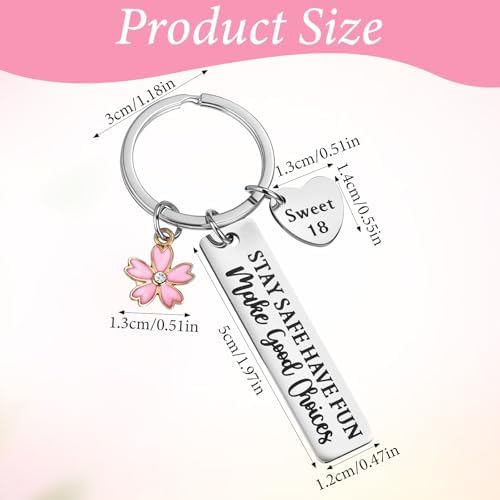 Ouligay 18th Birthday Gift for Girls, 18 Year Old Girl Birthday Gifts, Sweet 18 Gifts Keychain for Girls, 18th Party Decoration Favors for Teen Girl Daughter Sister Best Friend