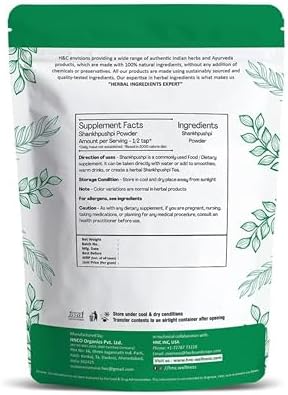 H&C Shankhpushpi Powder (Convolvulus pluricaulis) 227g / 0.5 Lb | an Ayurvedic Supplement for Memory and Concentration