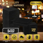 Henoyso Black 1000 Pack 2 Ply Cocktail Napkins Bulk Disposable Dinner Beverage Paper Napkins for Wedding Bar Party Birthday Cocktail Holiday Elegant Restaurant Event (Premium)