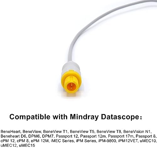 skmeditec Compatible with MindrayDatascope Reusable Temperature Probe, 9.8FT Adult Skin Sensor Cable with 2 Pins Connector, Replacement Cord for 0011-30-37393, MR403B