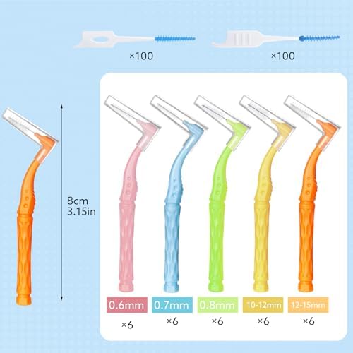 230 PCS Braces Brush, interdental Brushes Between Teeth Soft Dental Floss Picks Toothpicks Dental Brush Braces Flossers for Braces Cleaning Kit Tooth Cleaner Tool with case(Bright Colors)