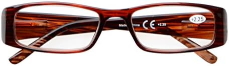 Eyekepper 5-Pack Spring Hinges Rectangular Eyeglasses Brown (Brown Stripe,+0.00)