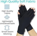 Vive Rheumatoid Arthritis Gloves - Men and Women Fingerless Compression Wrap for Hand Pain and Osteoarthritis - Black Hand Wrap for Arthritic Joint Symptom Relief - Open Finger Fit