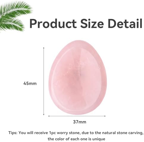 WHAL&YUNE Rose Quartz Thumb Worry Stone for Anxiety, Healing Crystals Natural Drop Shape Gemstone Meditation Reiki Balancing Accessories Gift for Stressed People-1.8 inches