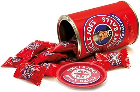 Uncle Joe’s Mint Balls Tin 120g (4.23 Oz) | All Natural, Vegan, Gluten Free British Candy | Real Peppermint Oil Hard Candy | Individually Wrapped English Mints | Imported UK Breath Mint Gift Tin