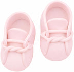 O'Creme Edible Gumpaste Cake Toppers, Pair of Pink Baby Booties - for Cake Decorating - Sugar Paste for Cakes, Cupcake Toppers - Birthday Party, Wedding, Baby Shower - 2.75" x 1.5" x 1.0"