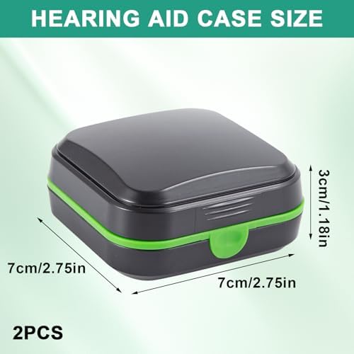 Hearing Aid Case Hard, Hearing aid Travel case, Hearing Aid Accessories with Cushioned Interior for 2 Hearing Aids, Waterproof Drop Resistance Storage Box(2.75 x 2 .75x 1.18in)