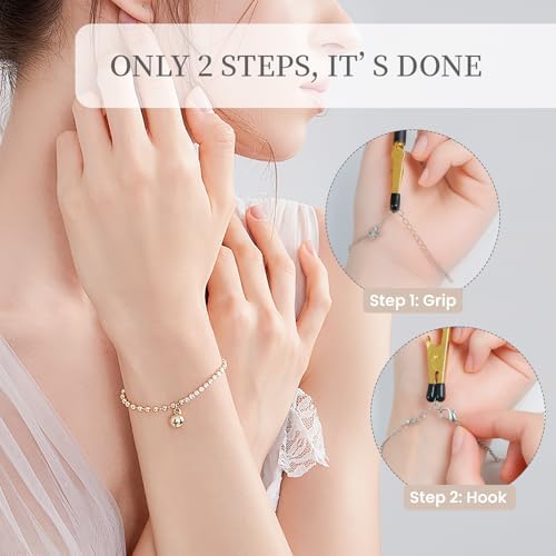 2 Pcs Bracelet Helper Tool with Non-Slip Tips, Easy to Put on Yourself Jewelry Clasp Helper for Necklace & Bracelet, Fastener Assistant for Arthritis & Elderly