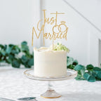 Just Married Cake Topper, Wedding/Marriage/Engagement Party Decoration Supplies, Just Engaged, Bride & Groom, Bridal Shower Cake Topper Gold Glitter