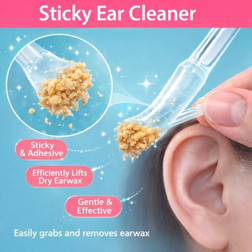 Sticky Ear Cleaning Stick 24 Pack, Adhesive Ear Cleaner with Washable Design, Reusable Soft Sticky Ear Swabs for Gentle Ear Cleaning, Portable Earwax Removal Tools for Adults (Olive Green)