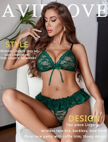 Avidlove Sexy Lingerie Set for Women Lace Bra and Panty Sets 2 Piece Sheer Babydoll Outfits S-XXL