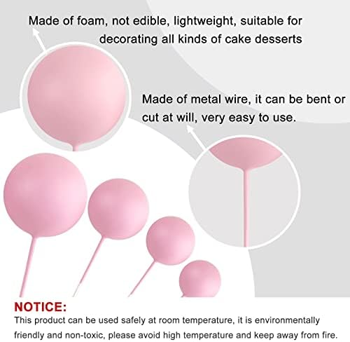 ASTARON 32 Pcs Ball Cake Topper Decorations Mini Balloons Cake Topper Sticks Foam Balls Cake Picks Cake Topper Balls Cake Decorations for Wedding Party Birthday Cake Decorating (Pink Gold)