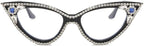 ICARA Sparkling Crystal Retro Cat Eye Frame Bling Rhinestone Reading Glasses for Women Blue Light Blocking Computer Eyeglass