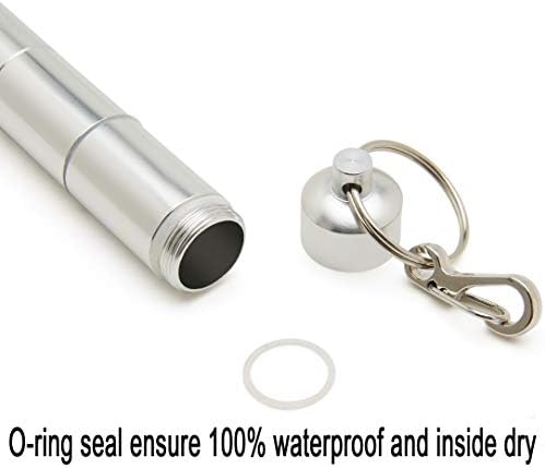 Dreambay 2 Pack Small and Large Keychain Portable Daily Pill Case, 3 Compartments Aluminum Alloy Waterproof Mini Box Bottle Holder Container Organizer for Travel Outdoor Camping Medication