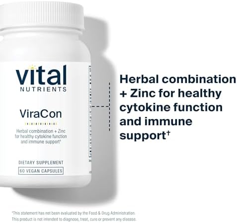 Vital Nutrients ViraCon - Vegan Immune Support Supplement* - Zinc, Elderberry, Licorice Root Extract, & Other Herbs for Comprehensive Immune Support - Gluten, Dairy, Soy Free - Non-GMO - 60 Capsules