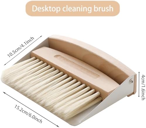 Mini Dustpan and Brush Set, Small Beechwood Broom and Dust Pan Set, Portable Cleaning Brush and Dustpan Combo with Natural Sisal