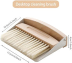 Mini Dustpan and Brush Set, Small Beechwood Broom and Dust Pan Set, Portable Cleaning Brush and Dustpan Combo with Natural Sisal
