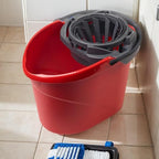 Quick Wring Hands-Free Mop Bucket – 2.5 Gallon with Built-in Wringer, Red