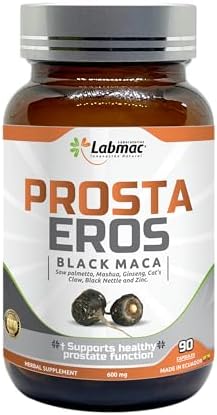 ProstaEros- Prostate Support Supplement - 7 Natural Ingredients - Black Maca, Saw Palmetto, Mashua, Cat's Claw, Gingseg, Black Nettle and Zinc Capsules 90 Count (Pack of 1)