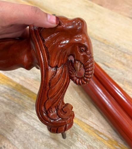 Handmade African Elephant Head Handle Wooden Walking Cane for Men and Women - Fashionable Traditional Unique Wood Cane -Comfortable Handle Walking Sticks, Carving Walking Canes as Gift (36 INCHES)