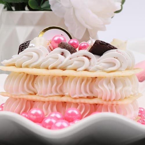 Pink Sprinkles for Cake Decorating, 130g/4.6oz Edible Hot Pink Pearl Sprinkles Mix, Sugar Candy Pearls for Baking, Cookie Decorations and Cupcake Toppings, Wedding Party Valentines Supplies