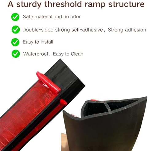 1/2"~3/5" Height Threshold Ramps for doorways, Rubber Threshold,Floor Transition Strip Self Adhesive,Door Threshold, Wheelchair Ramp (39inch,Black)