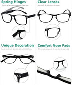 Eyekepper Ultrathin Flex Frame 5-Pack 80's Reading Glasses Black +2.0