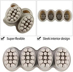 Silicone Soap Mold, 4 Cavity Oval Massage Soap Mould Cookie Chocolate Cake Mold Tray for DIY Homemade Craft (Gray)