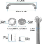 Shower Grab Bar, 2 Pack 16 Inch Brushed Nickel Bathroom Safety Bar, 1.25" Diameter 304 Stainless Steel Grab Bars for Bathtubs and Showers, Handicap Shower Grab Bar for Seniors Elderly