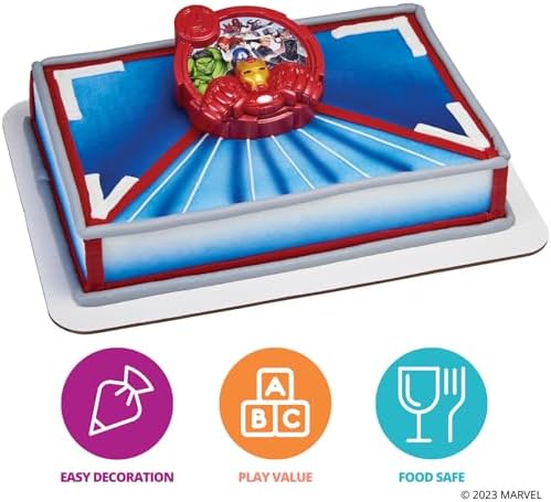 DecoSet® MARVEL Avengers Unify Cake Topper, 2-Piece Cake Decoration Featuring Iron Man, Hulk, Captain America, Black Panther, And More