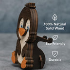 Wooden Eyeglass Holder Display Stand Creative Cute Animal Glasses Holder Dog Giraffe Handmade Creative Sunglasses Display for Desktop Accessory, Home Office Decor, Birthday and Christmas Gift (Penguin)